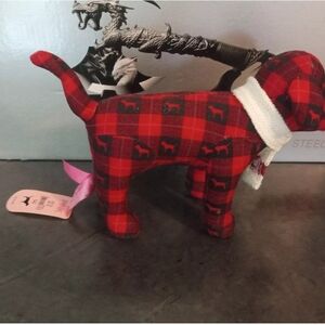 Vintage Victoria's Secret Plush Puppies PINK Red Checkered Dog With Scarf